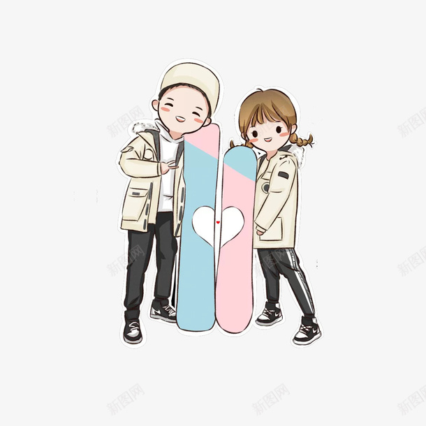 滑板情侣动漫png免抠素材_新图网 https://ixintu.com 动漫 小人 情侣 滑雪 高清