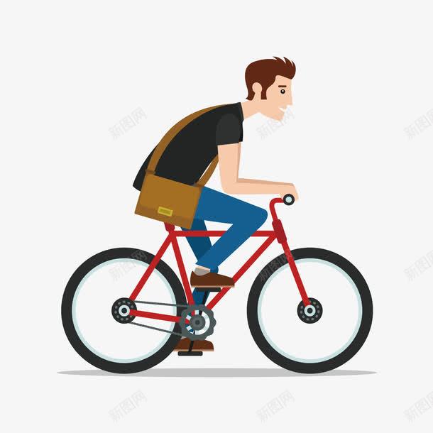 手绘骑自行车的人png免抠素材_新图网 https://ixintu.com 卡通 扁平 手绘 骑自行车的人