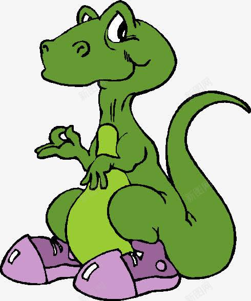绿色小恐龙png免抠素材_新图网 https://ixintu.com 动漫动画 卡通恐龙 穿鞋恐龙 绿色恐龙 设计 远古动物