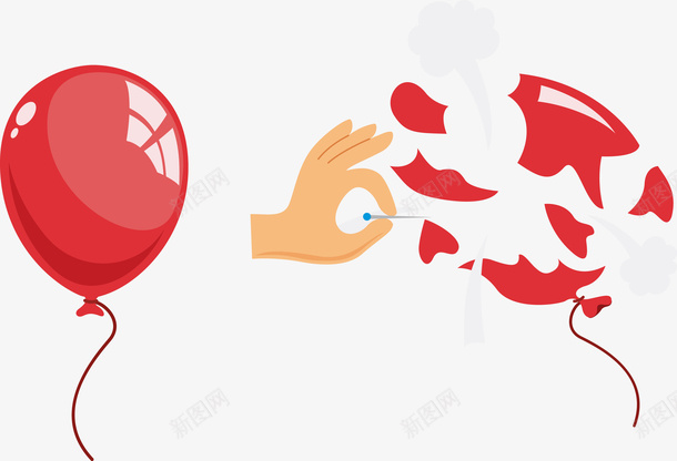 一个被扎破的气球和一个好的气球矢量图eps免抠素材_新图网 https://ixintu.com 两个气球 两个气球png 两个气球矢量图 扎破 气球 红气球 针 矢量图