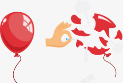 红白黑气球一个被扎破的气球和一个好的气球矢量图高清图片