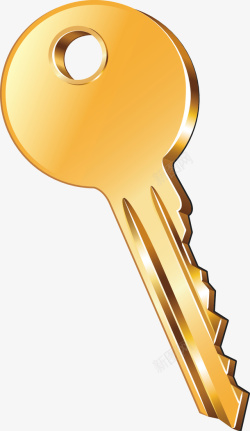 金黄色工艺精美钥匙修饰矢量图素材