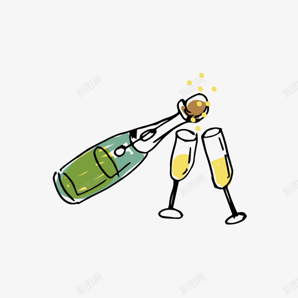 水彩香槟杯和香槟酒png免抠素材_新图网 https://ixintu.com 手绘图 水彩 瓶子 酒类 香槟 香槟杯 香槟酒