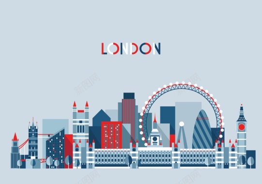 伦敦城市建筑矢量背景模板背景