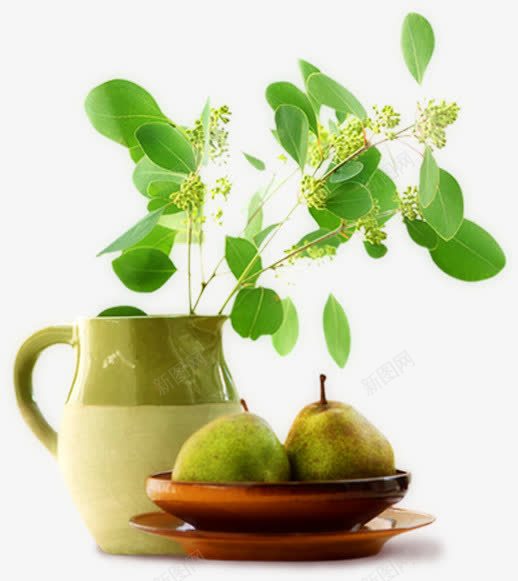 创意手绘合成绿色的植物梨子png免抠素材_新图网 https://ixintu.com 创意 合成 梨子 植物 绿色