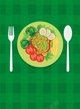 沙拉绿色健康食品海报背景矢量图背景