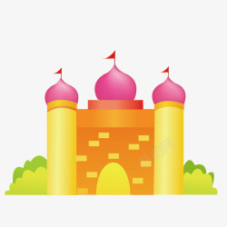 卡通扁平房欧式城堡素材