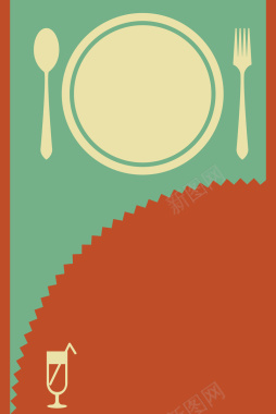 西餐餐馆餐具菜单海报矢量图背景