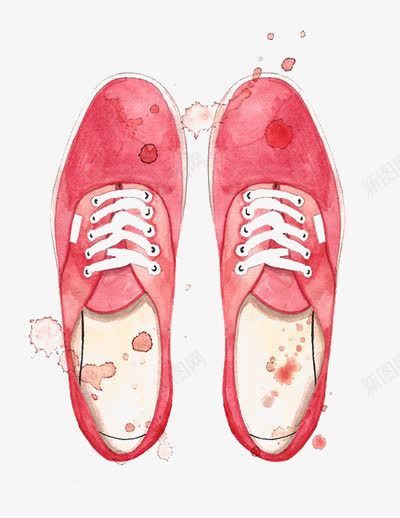 粉色帆布鞋png免抠素材_新图网 https://ixintu.com 卡通鞋子 手绘帆布鞋 水彩 粉色