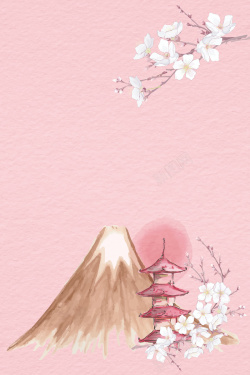 日本女性矢量古风日本富士山樱花背景高清图片