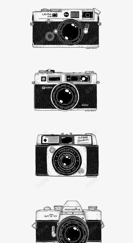 相机png免抠素材_新图网 https://ixintu.com 傻瓜相机 手绘相机 老式相机 黑白相机