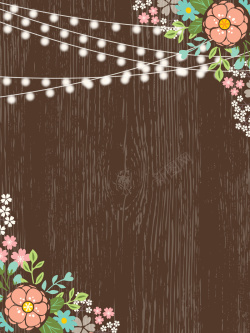 日系纸质边框简约日系小清新彩绘木纹花卉边框矢量背景高清图片