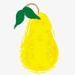 一个梨子黄色手绘梨子高清图片