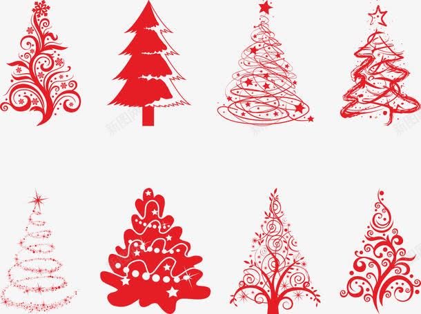 红色圣诞树png免抠素材_新图网 https://ixintu.com 五角星 圣诞 圣诞树 花纹