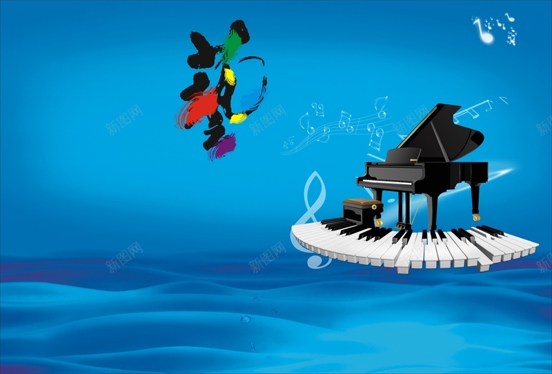 扁平蓝色钢琴艺术背景cdr设计背景_新图网 https://ixintu.com 几何 扁平 渐变 艺术 蓝色 钢琴
