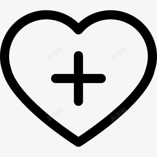 心脏轮廓与一个加号在图标png_新图网 https://ixintu.com 加 医学与健康 医疗 大纲 心 标志 符号