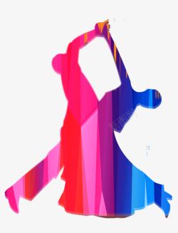 探戈舞蹈素材彩色双人舞剪影高清图片