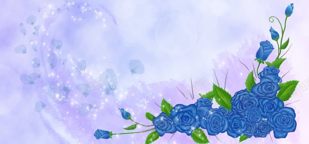 蓝色梦幻花朵背景背景