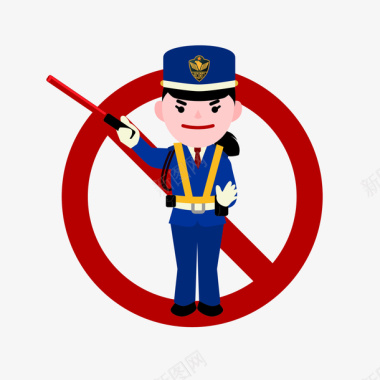 禁止通行女警察简图图标图标