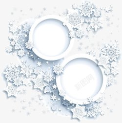 白色雪横条框两个白色雪花圆框矢量图高清图片