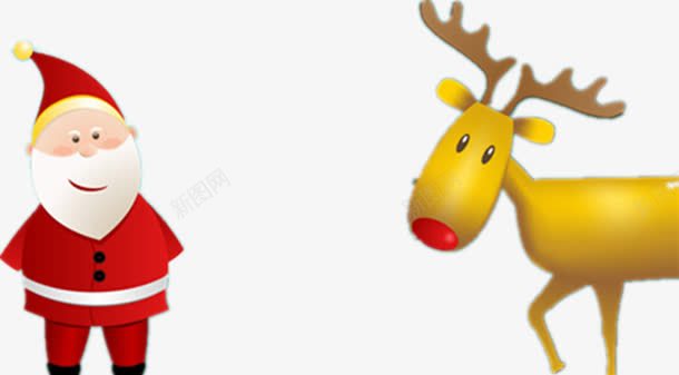 卡通驯鹿和圣诞老人png免抠素材_新图网 https://ixintu.com 圣诞爷爷 慈祥的爷爷 红衣男子 老爷爷 金色小鹿