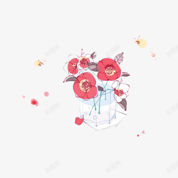 卡通山茶花png免抠素材_新图网 https://ixintu.com 卡通 山茶花 红色 花卉 花朵 装饰