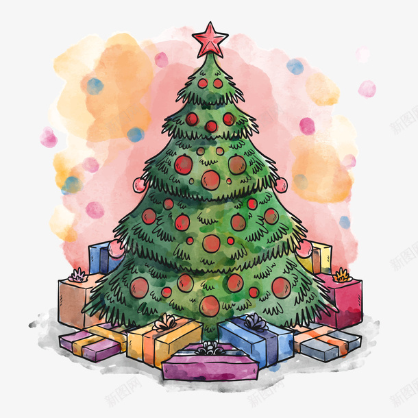 手绘圣诞树和礼物矢量图ai免抠素材_新图网 https://ixintu.com 圣诞树 手绘 礼物 矢量图