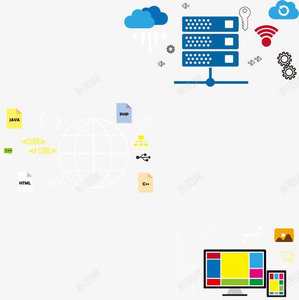 手绘扁平互联网png免抠素材_新图网 https://ixintu.com 互联网 扁平 手绘 通讯