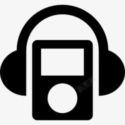 iPod播放器MP3播放器与耳机图标高清图片