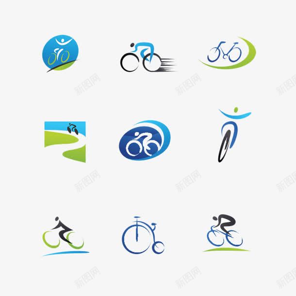 9种运动标志png免抠素材_新图网 https://ixintu.com 健身 广告 运动 骑行