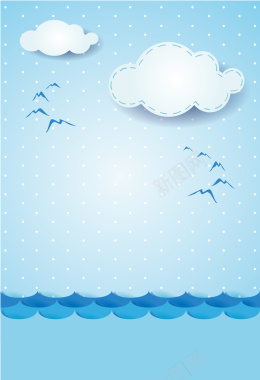 海上海鸥风景海报背景矢量图背景
