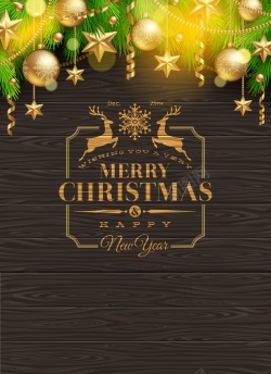 复古松枝背景矢量复古木质板圣诞节背景高清图片