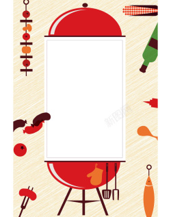 烧烤餐具手绘卡通烧烤平面广告矢量图高清图片