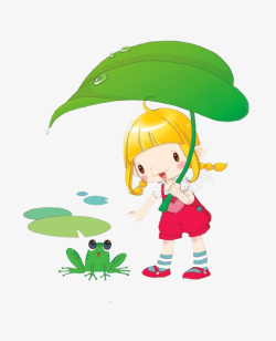小女孩与小青蛙素材