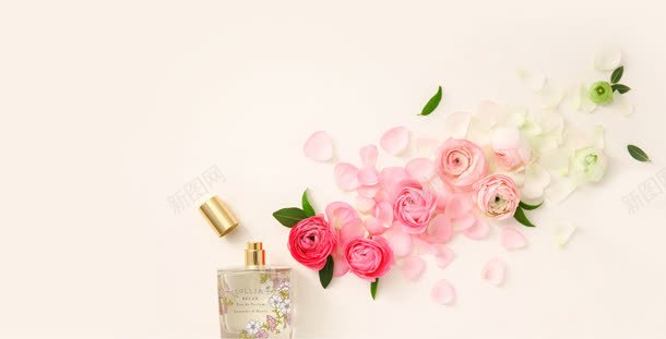 香水粉色白色花朵背景