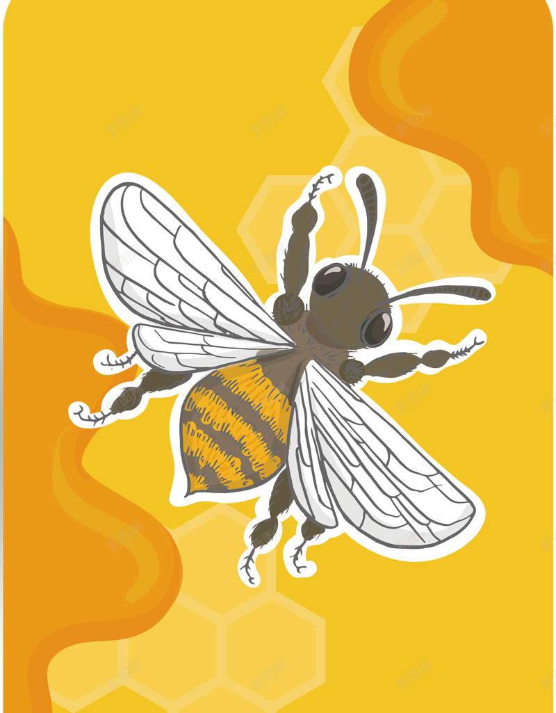 蜂蜜海报背景矢量图ai_新图网 https://ixintu.com 卡通 手绘 童趣 蜂蜜 蜂蜜海报 蜜蜂 黄色 黄色背景 矢量图