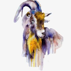 黄色皮毛羚羊色彩斑斓水彩画高清图片