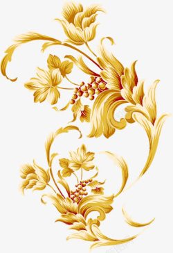 金色花纹花边花朵树叶素材