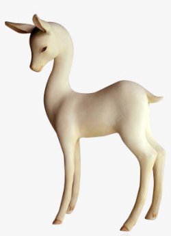 小鹿雕塑白色小鹿陶瓷雕塑高清图片