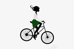 卡通女孩骑自行车素材