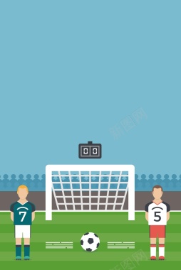 创意足球白色蓝色卡通手绘运动宣传背景矢量图背景