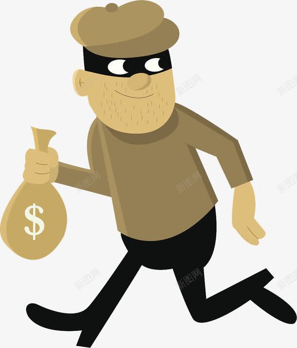 一个偷钱的贼png免抠素材_新图网 https://ixintu.com 人物 卡通 小偷 眼罩的小偷 警察抓贼 逃 逃跑