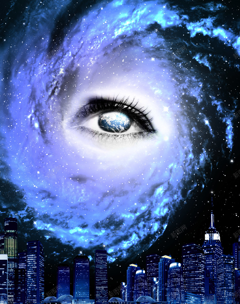 宇宙眼睛背景psd设计背景_新图网 https://ixintu.com 地球 夜空 宇宙 宇宙背景 建筑 眼睛 素材 素材背景 背景 背景素材 黑色