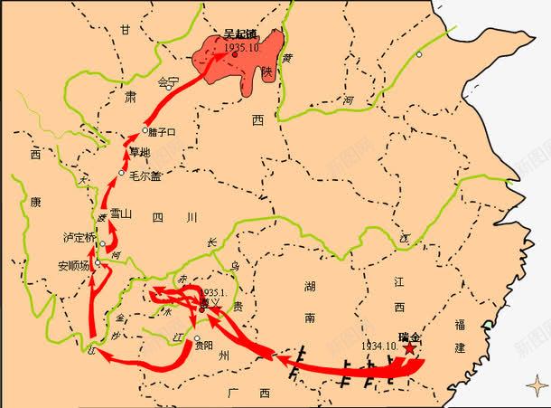 红色箭头指示图长征路线图png免抠素材_新图网 https://ixintu.com 指示图 箭头 红色 路线图 长征