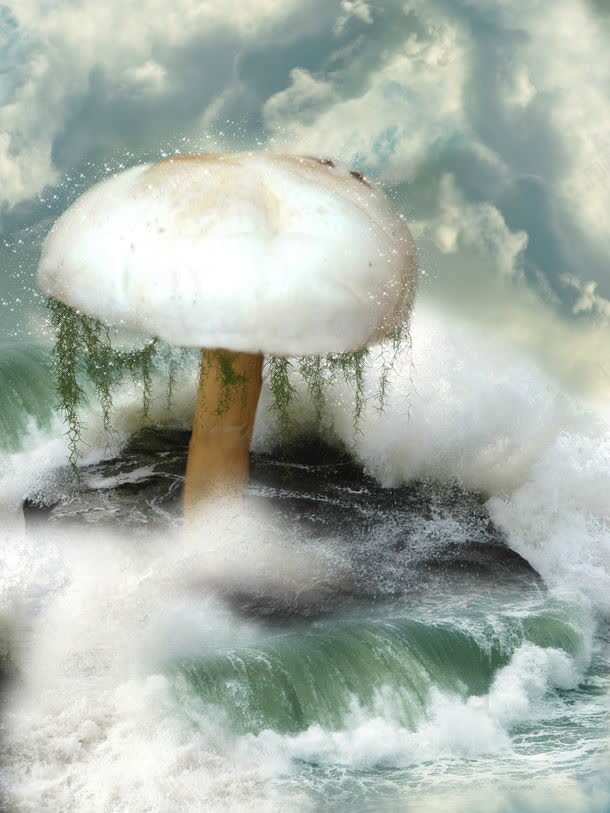 海浪中的蘑菇jpg设计背景_新图网 https://ixintu.com 其它类别 图片素材 大海 梦幻背景 海浪 海浪中的蘑菇图片 海浪中的蘑菇图片素材下载 背景花边 蘑菇