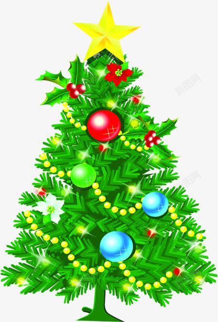 黄色星星绿色圣诞树png免抠素材_新图网 https://ixintu.com 圣诞树 星星 绿色 黄色