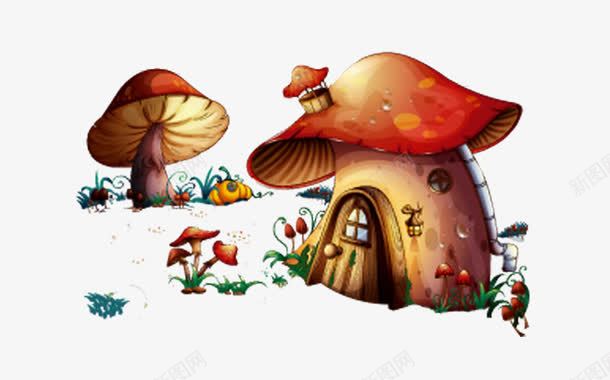 彩色卡通蘑菇屋png免抠素材_新图网 https://ixintu.com 卡通 彩色 蘑菇屋