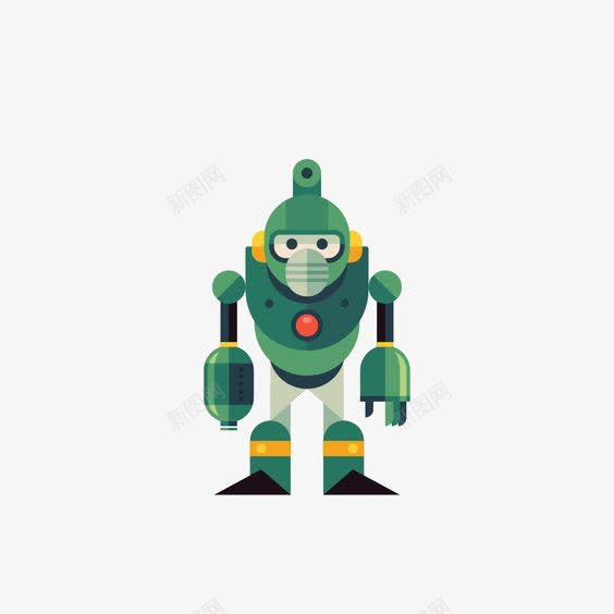 绿色机器人png免抠素材_新图网 https://ixintu.com 儿童插画 卡通机器人 机器人免扣元素 机器人插画