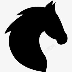 horsehair黑头马侧视图与马鬃图标高清图片