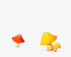 可爱红黄蘑菇透明背景素材